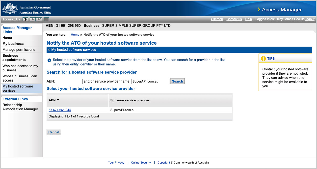 Step 3: Nominate SuperAPI as a hosted software service