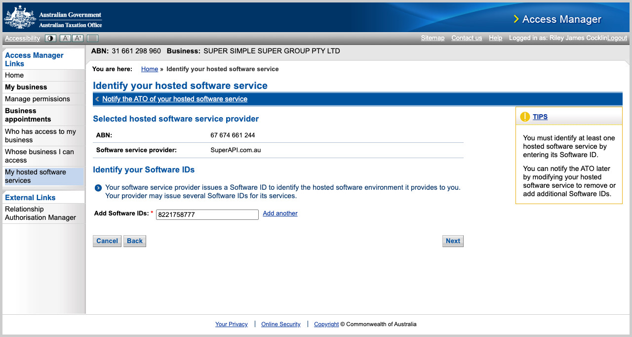 Step 3: Nominate SuperAPI as a hosted software service